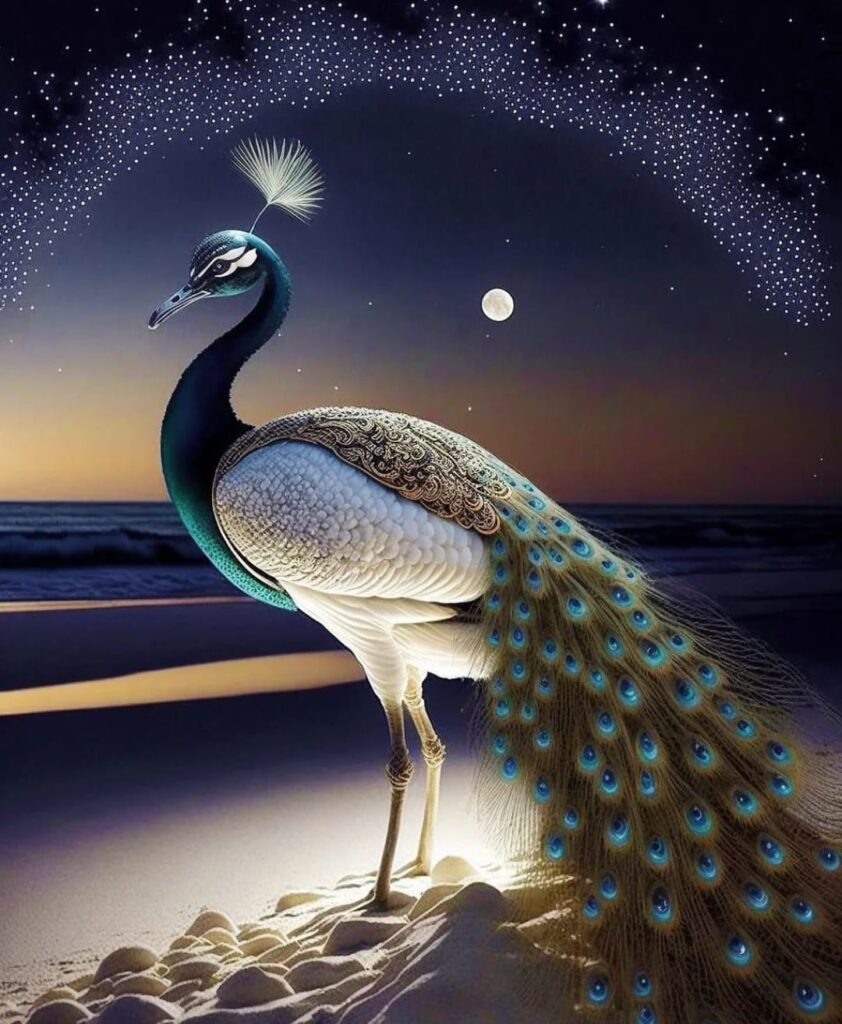 la luna e il pavone